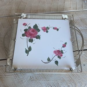 Vintage Hand painted Tole Serving Tray